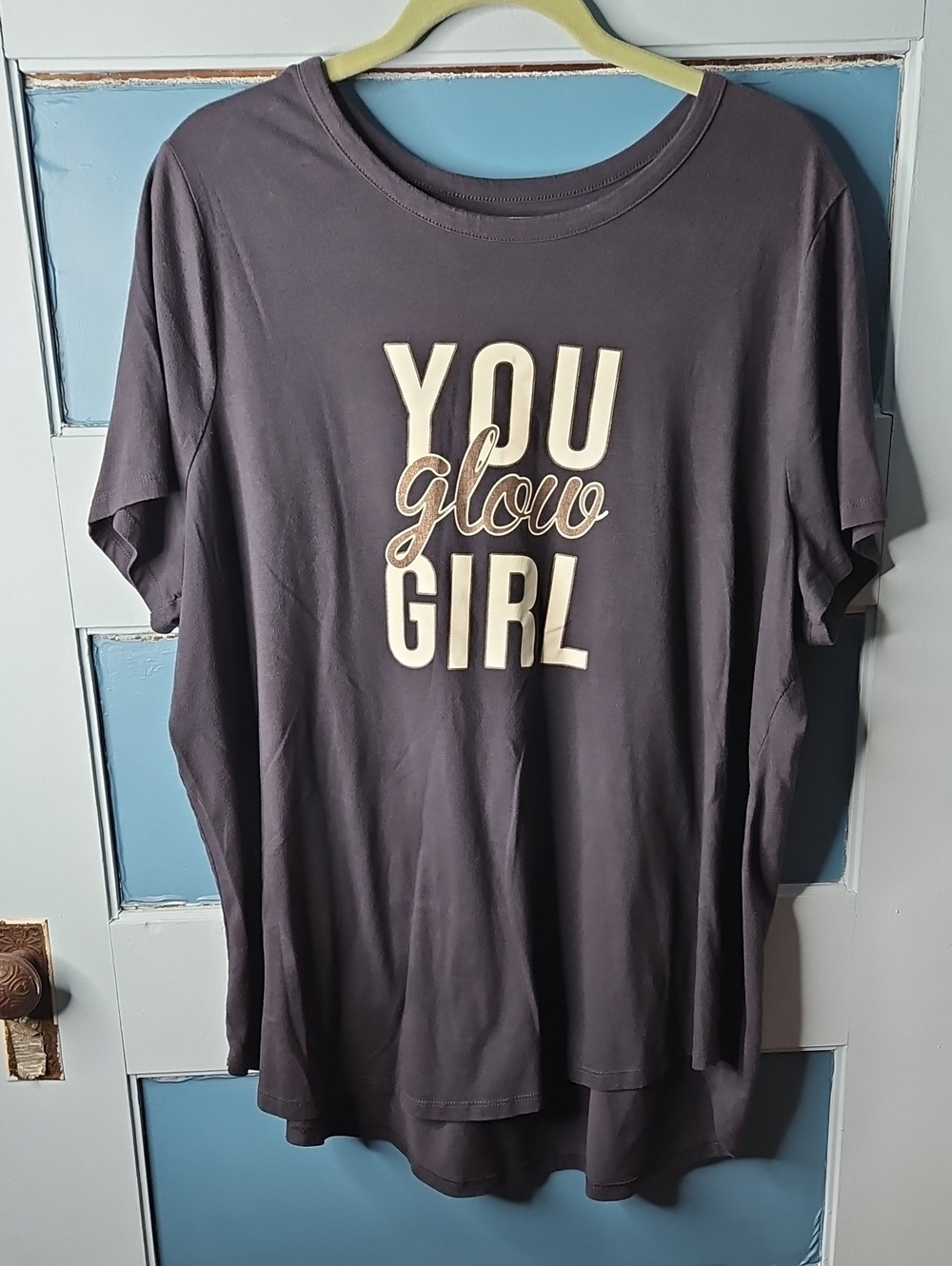Lane Bryant You Glow Girl Graphic Short Sleeve Tee - Navy Or Gray 22/24
